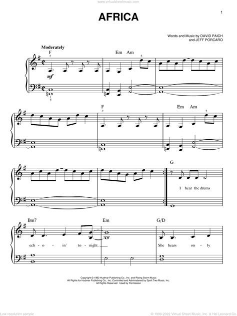 toto africa sheet music